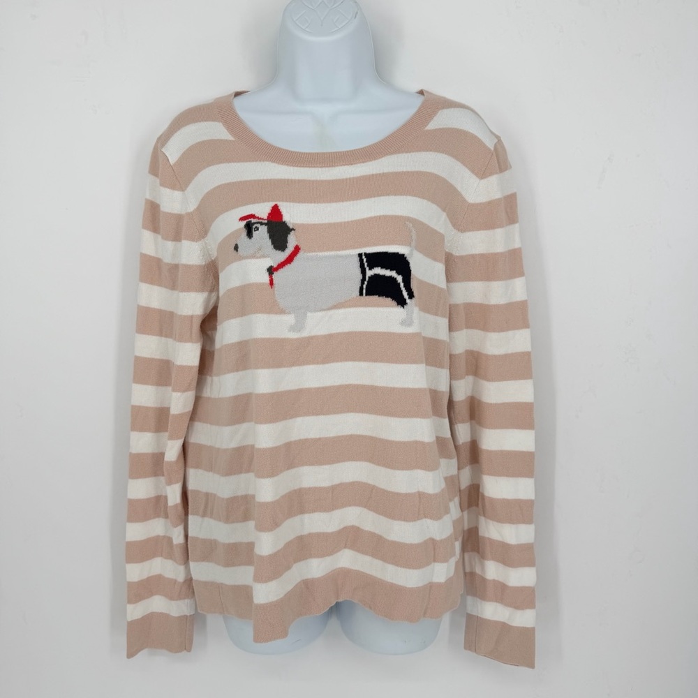 J.Crew Preppy Dachshund Dog Pattern in Shorts Striped Sweater